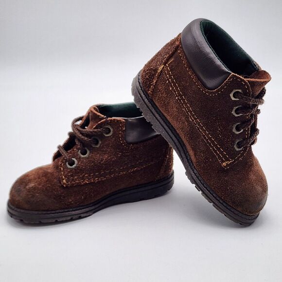 Vintage Small Steps Infant Toddler Boots Shoes Boy Sz 4 Brown Made In USA - Picture 3 of 8